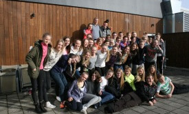 Meginhluti hópsins í sól og snjókomu!